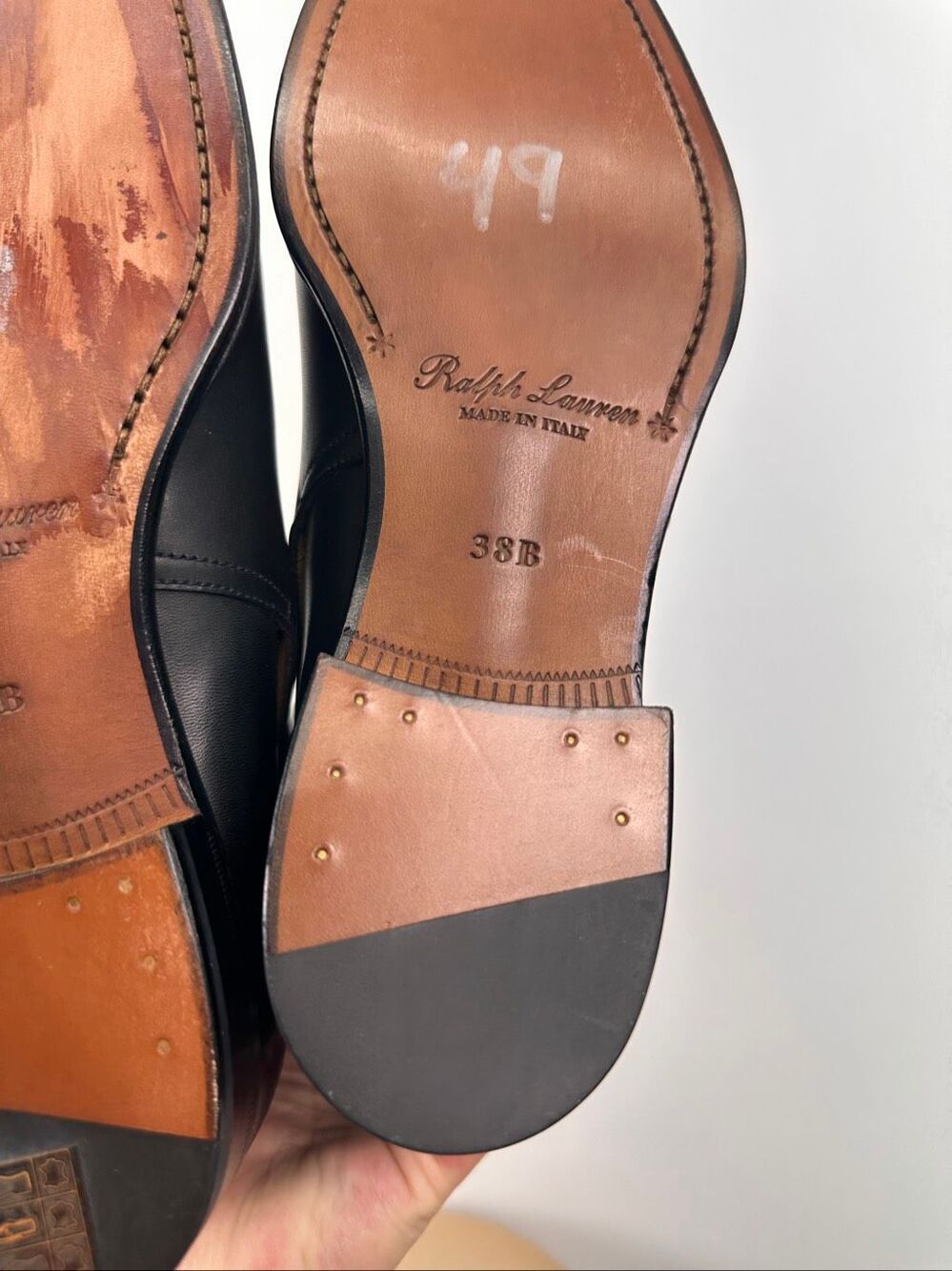 Ralph Lauren Purple Label Women’s Halton Black Burnished Calf Leather Ankle Boot - Picture 12 of 13